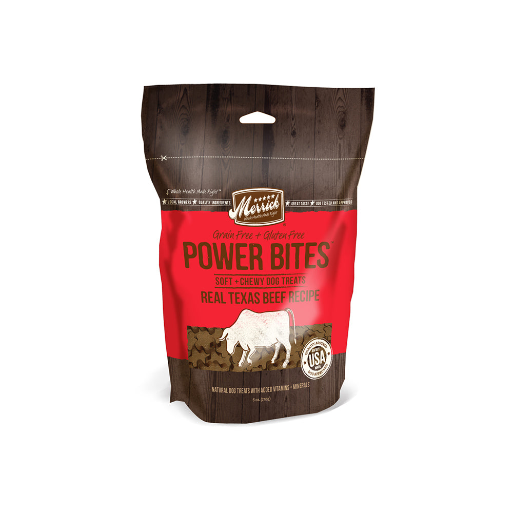 Merrick® Power Bites® Big Bites Grain Free Real Beef soft and chewy Adult Dog Treats 6 Oz