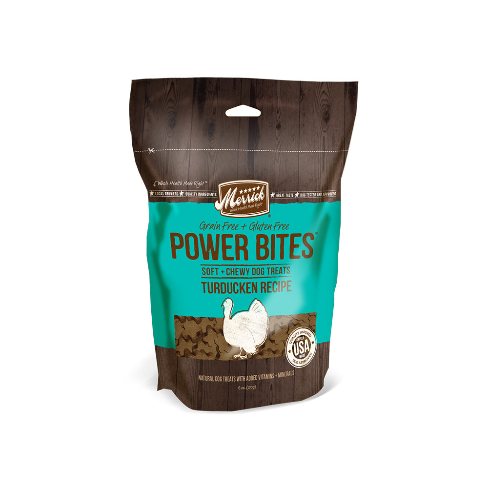 Merrick® Power Bites® Grain Free Turducken Recipe soft and chew Adult Dog Treats, 6 Oz
