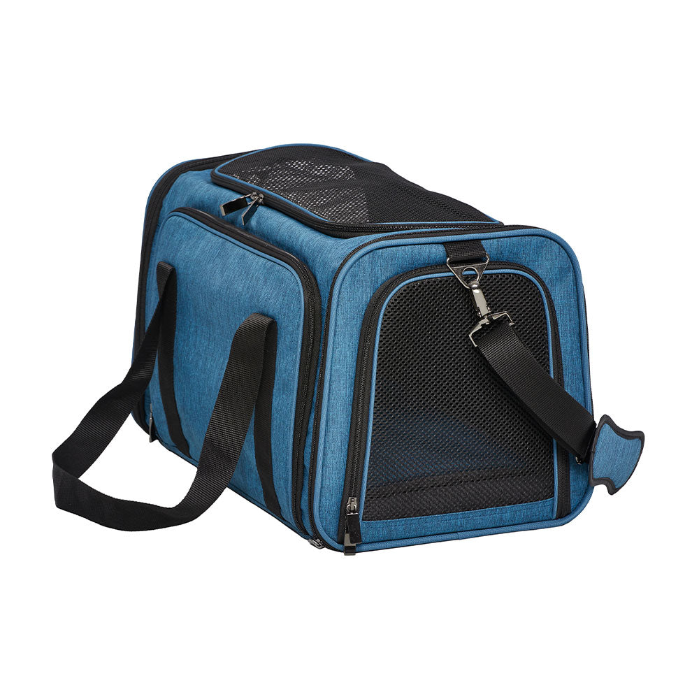 MidWest® Duffy Expandable Pet Carrier Large 19.3 In Lg x 12.2 In Wd x 12.2 In Ht Blue Color