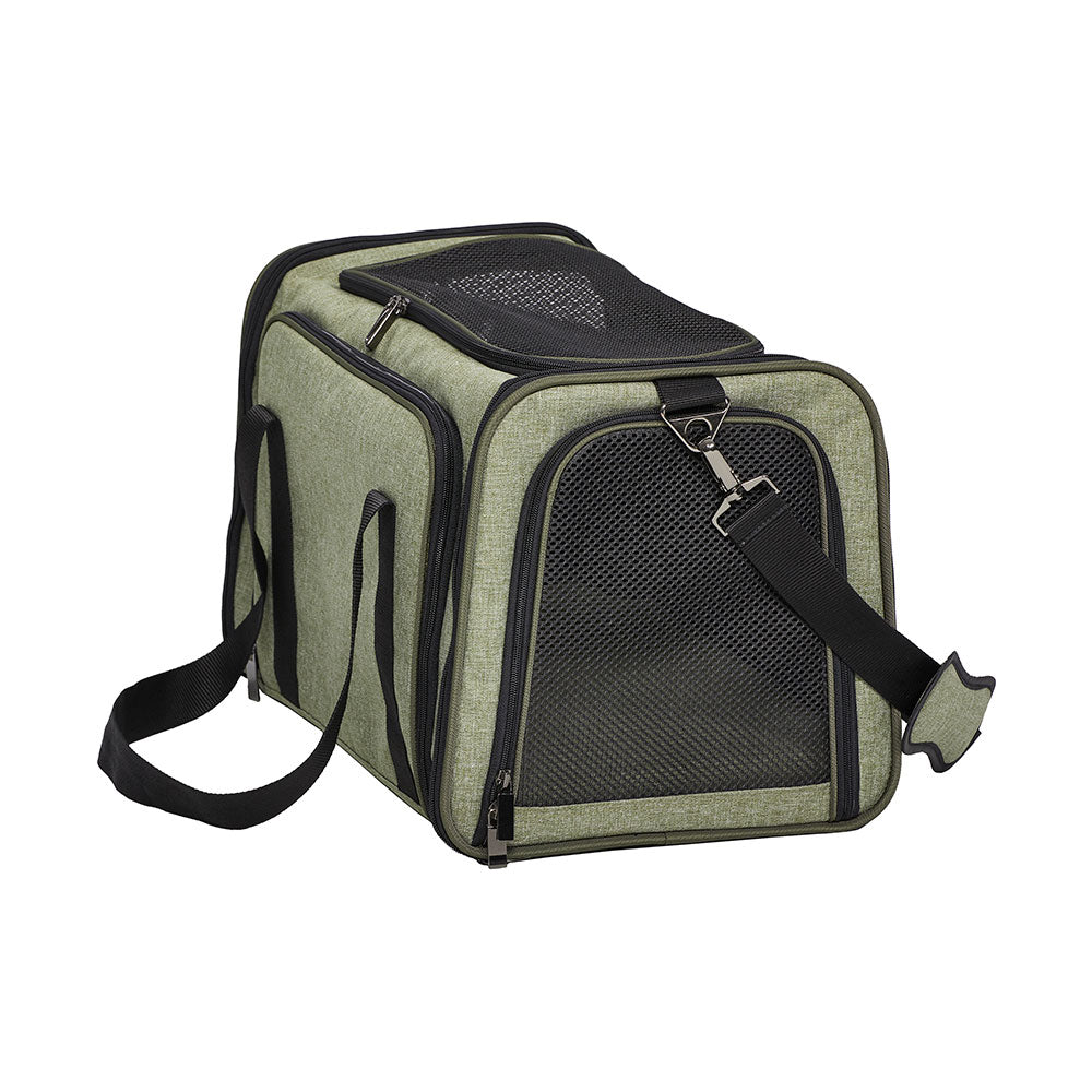 MidWest® Duffy Expandable Pet Carrier Large 19.3 In Lg x 12.2 In Wd x 12.2 In Ht Green Color
