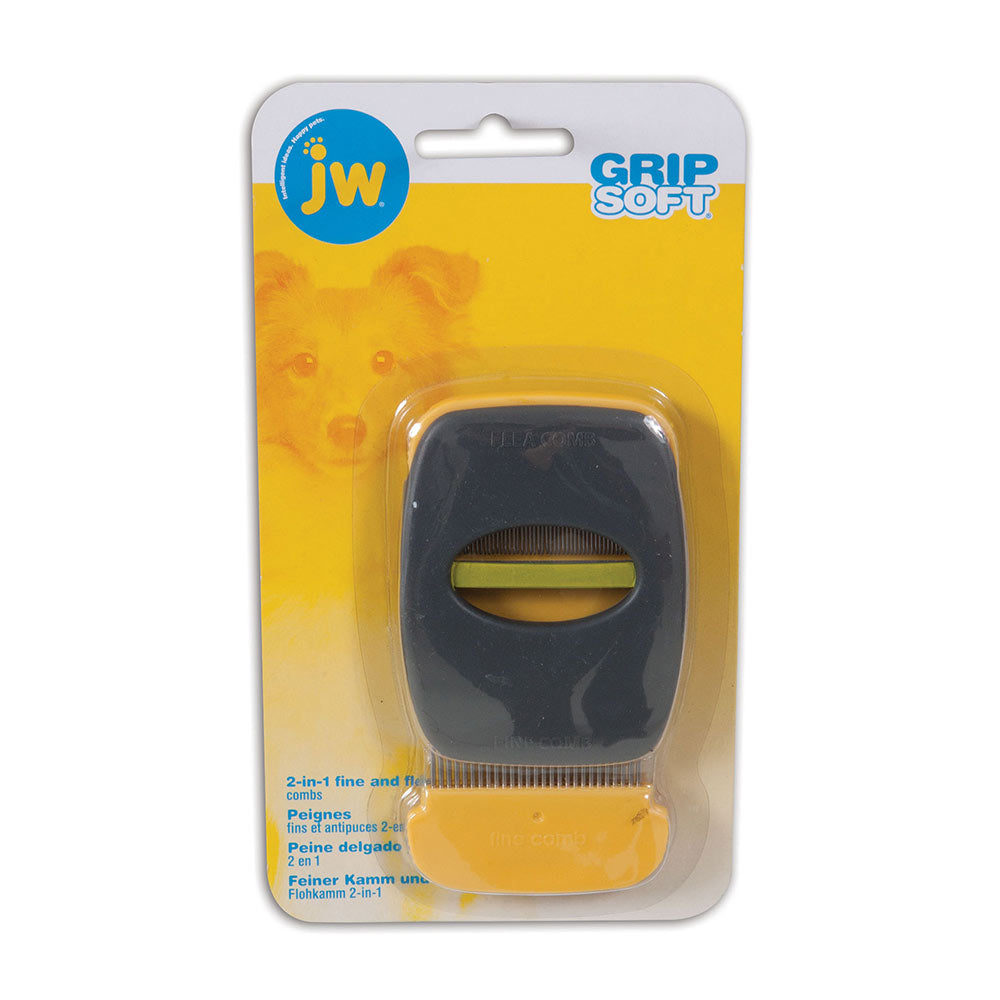 JW® Gripsoft® Flea & Fine Comb Gray/Yellow Color One Size
