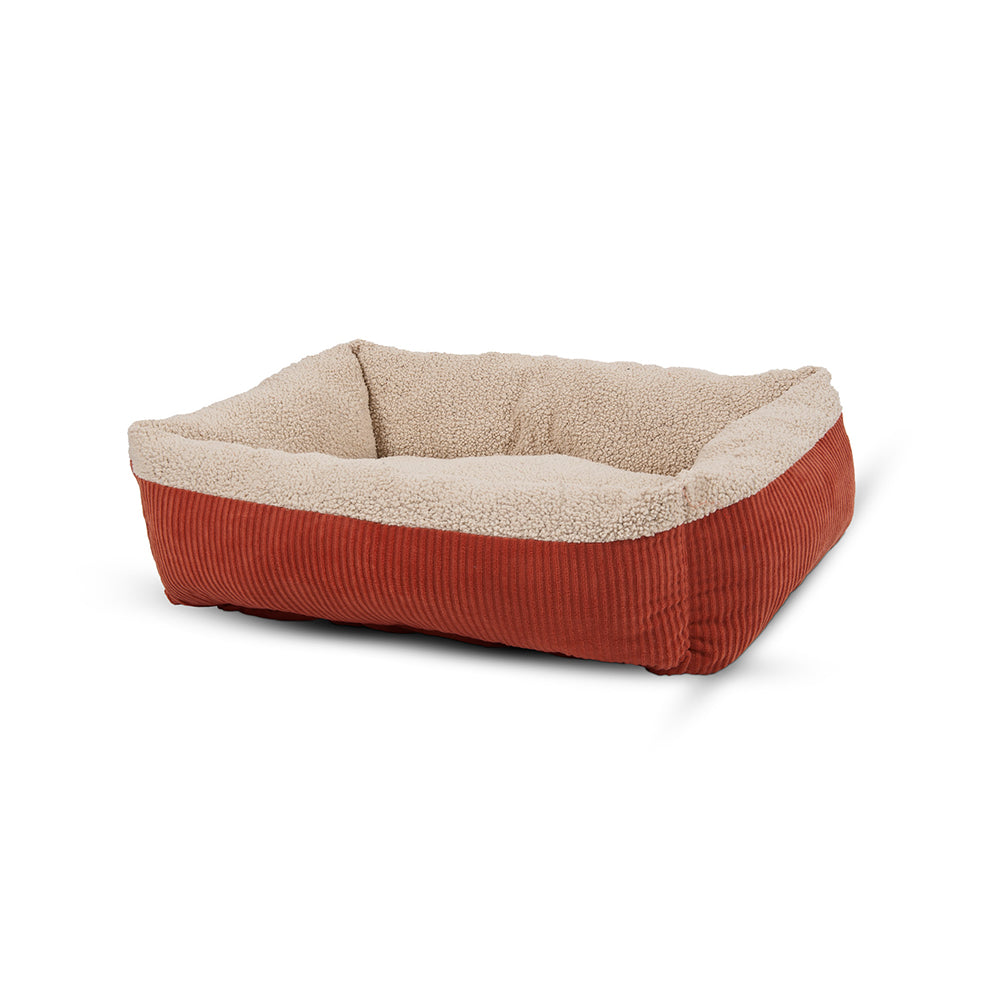 Aspen Pet® Self Warming Rectangular Lounger for Dog Small 24 In Length x 20 In Width x 7 In Height Barn Red/Cream