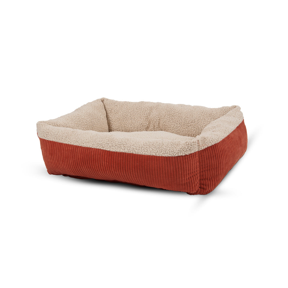 Aspen Pet® Self Warming Rectangular Lounger for Dog Large 35 In Length x 27 In Width x 11 In Height Barn Red/Cream