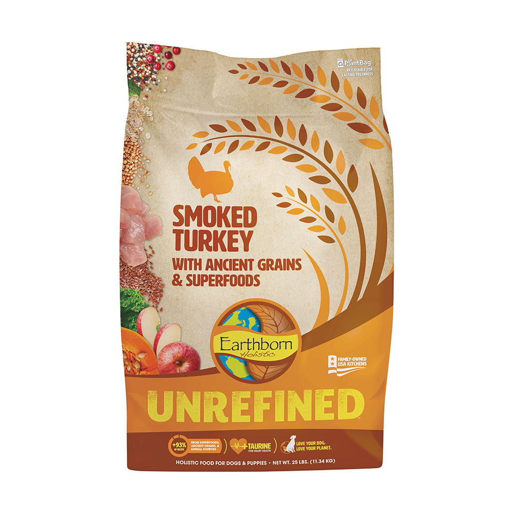 Earthborn Holistic® Unrefined™ Smoked Turkey with Ancient Grains & Superfoods for Dog 25 Lbs