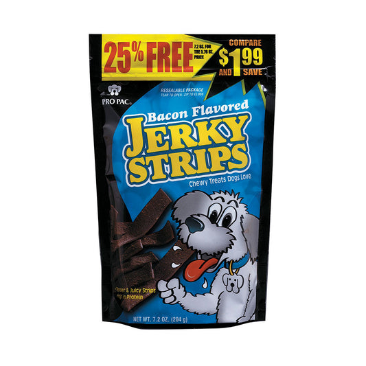 PRO PAC® Bacon Flavored Jerky Strips Chewy Dog Treats 7.2 Oz