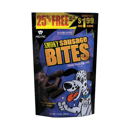 PRO PAC® Adult Smoky Sausage Bites Chewy Dog Treats 7.2 Oz