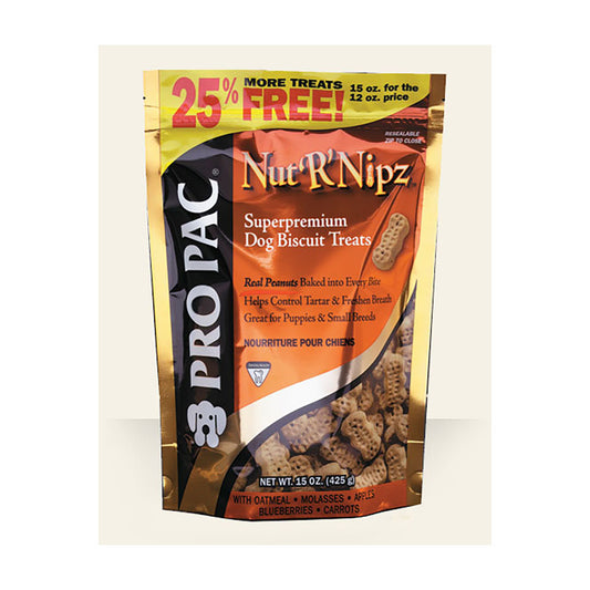 PRO PAC® Nut’R’Nipz™ Grain Free Superpremium Dog Biscuit Treats 15 Oz