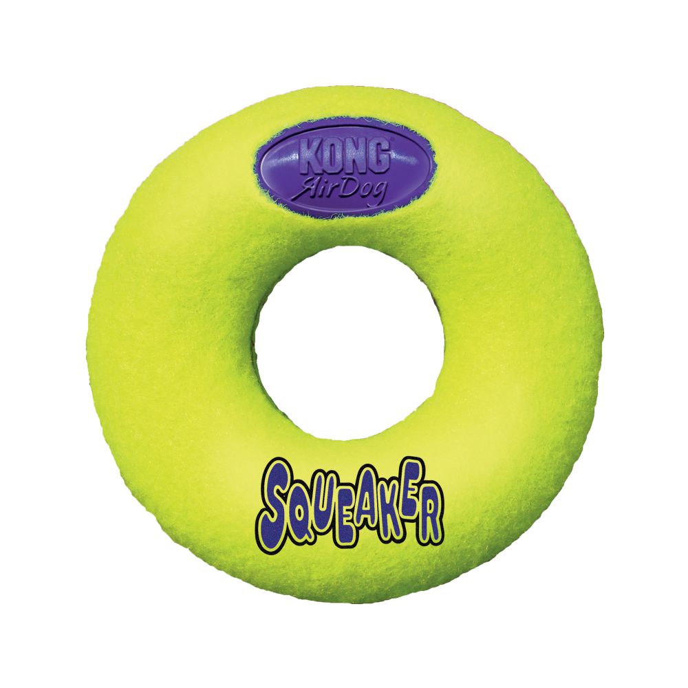 Kong® Airdog® Squeaker Donut Dog Toys Yellow Medium