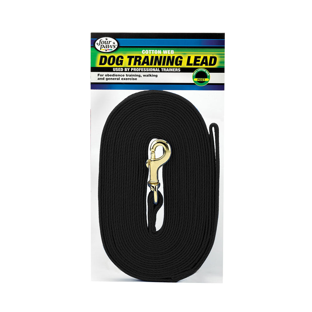 Four Paws® Cotton Web Dog Training Lead Black Color 20 Foot