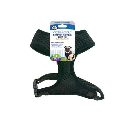 Four Paws® Comfort Control Harness for Dog Black Color Large