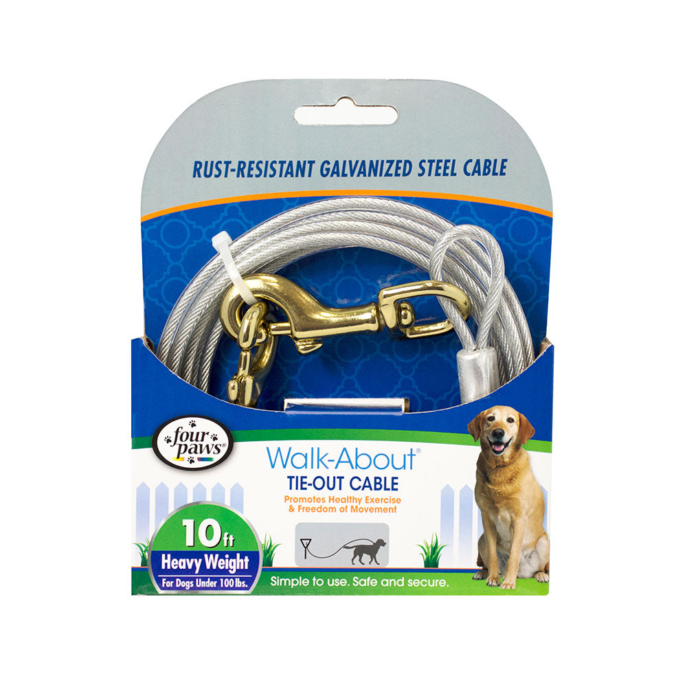 Four Paws® Heavy Weight Tie-Out Cable for Dog Silver Color 10 Foot
