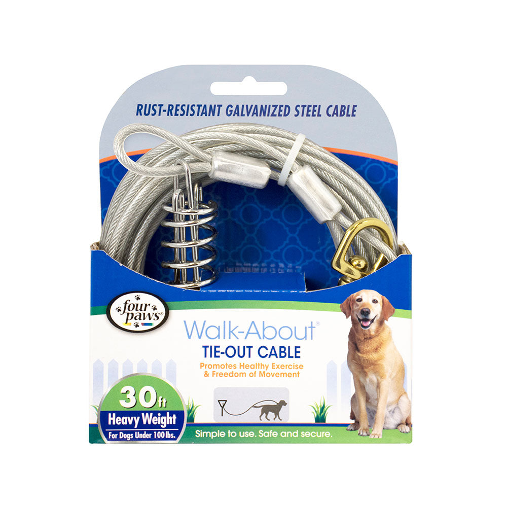 Four Paws® Heavy Weight Tie-Out Cable for Dog Silver Color 30 Foot