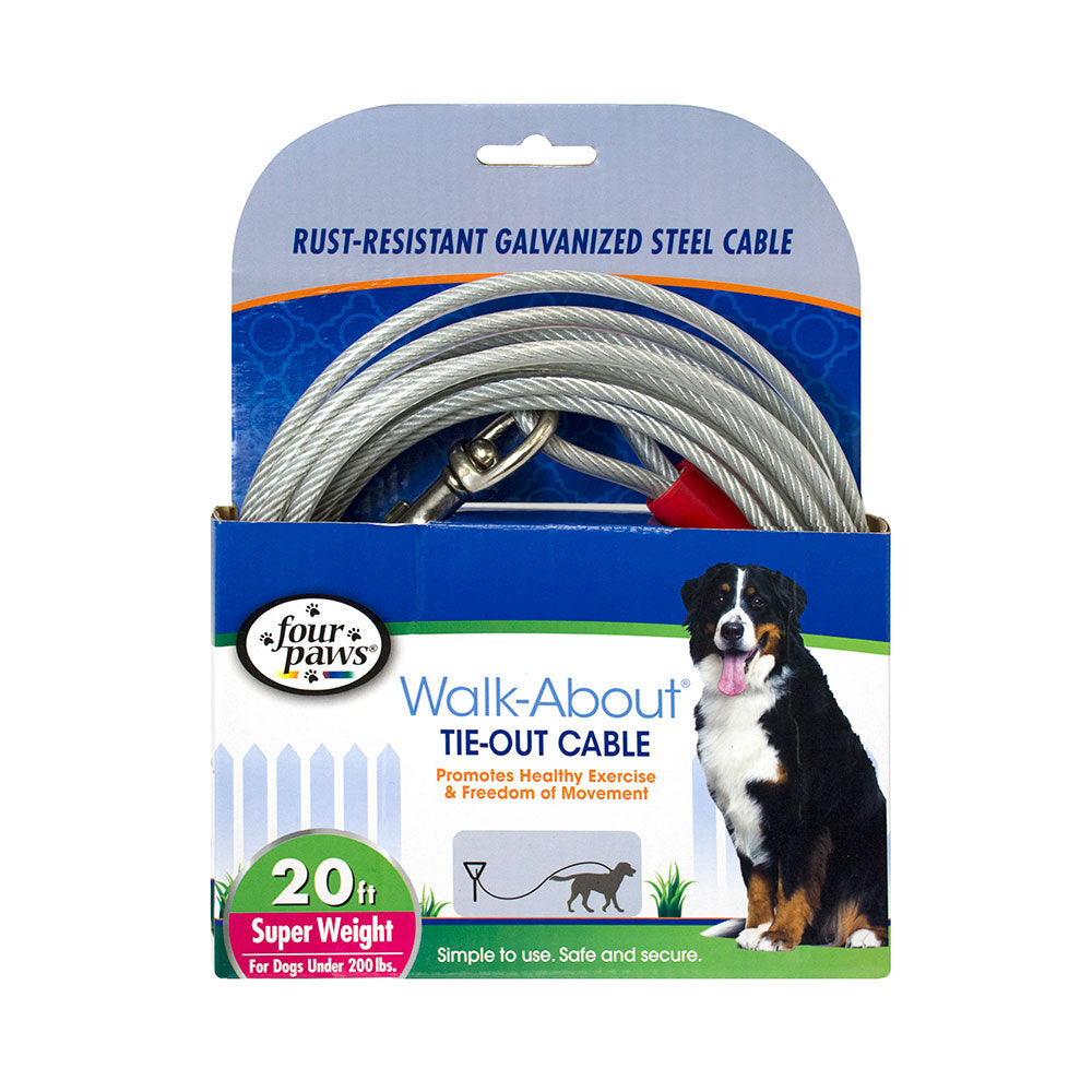 Four Paws® Super Weight Tie-Out Cable for Dog Silver Color 20 Foot