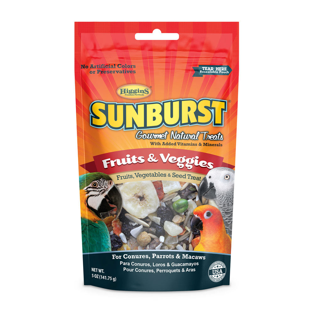 Higgins® Sunburst® Fruits & Veggies Gourmet Natural Treats for Conures, Parrots & Macaws Large 5 Oz