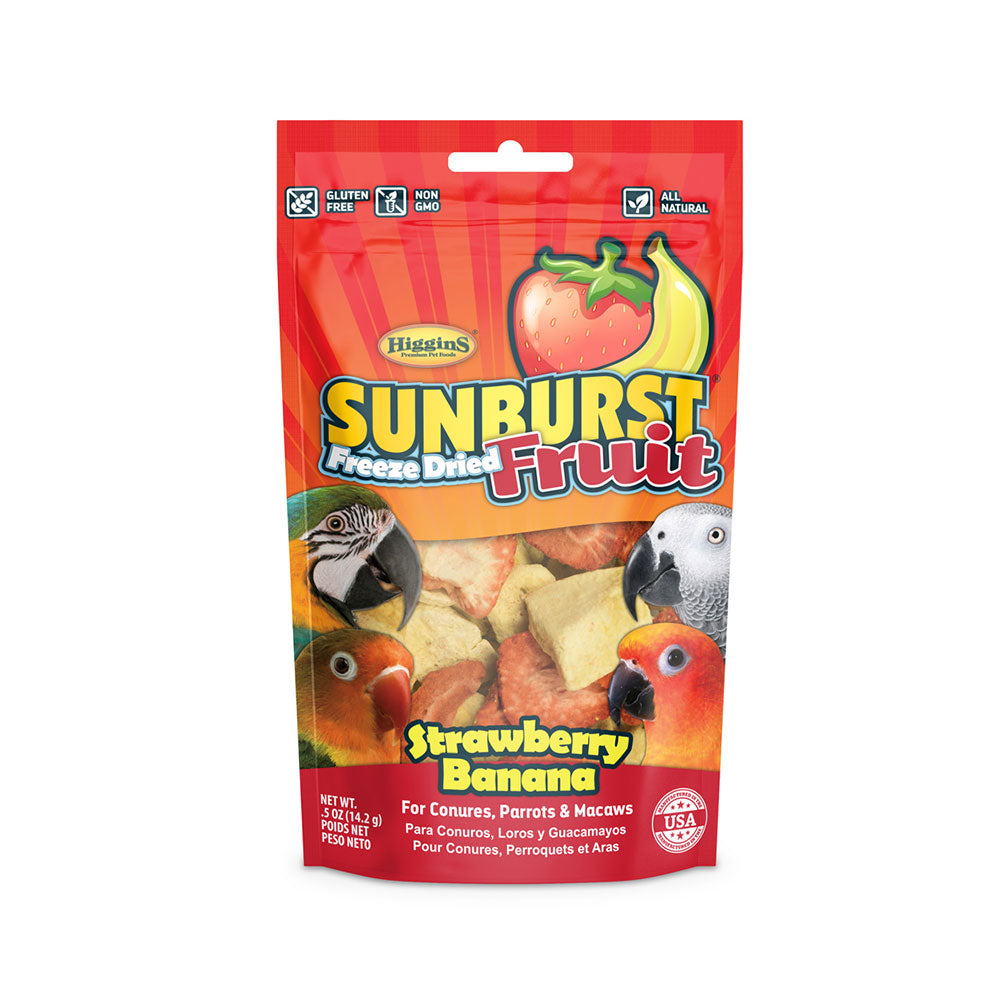 Higgins® Sunburst® Strawberry Banana Freeze Dried Fruit for Conures, Parrots & Macaws 0.5 Oz x 8 Count