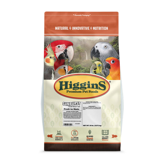 Higgins® Sunburst® Fruit to Nut Gourmet Natural Treats for Conures, Parrots & Macaws 20 Lbs