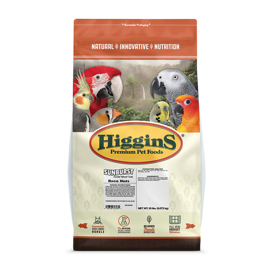 Higgins® Sunburst® Boca Nuts Shelled Gourmet Natural Treats for Parrots & Macaws 20 Lbs
