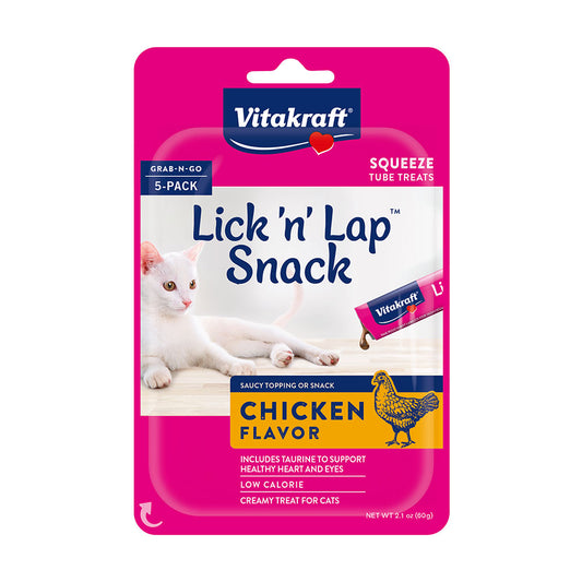 Vitakraft® Lick ‘n’ Lap Snack™ Chicken Flavour Squeeze Tube Cat Treats, 2.1 Oz X 5 Count