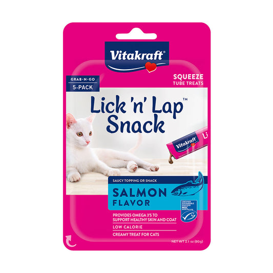 Vitakraft® Lick ‘n’ Lap Snack™ Salmon Flavour Squeeze Tube Cat Treats, 2.1 Oz X 5 Count