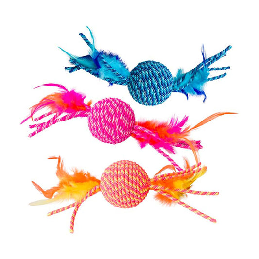 Spot® Elasteeez Ball/Feathers Cat Toys Assorted Color