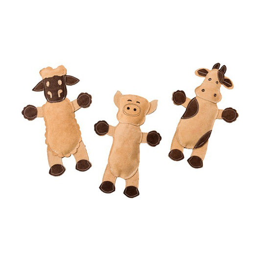 Spot® Dura Fused Leather Barnyard Dog Toys Assorted Color 11 Inch