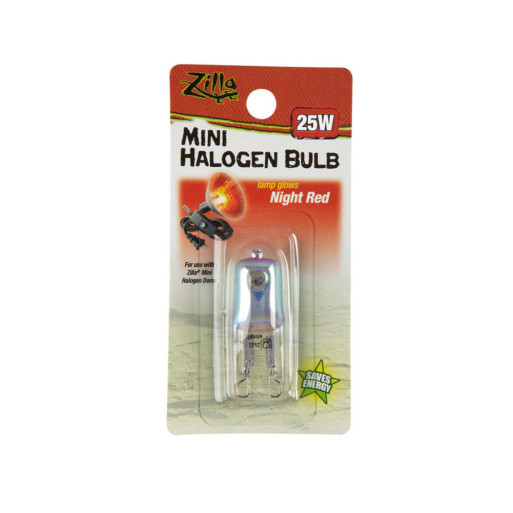 Zilla® Mini Halogen Bulb 25 Watt Night Red Color 2.5 X 0.75 X 4 Inch