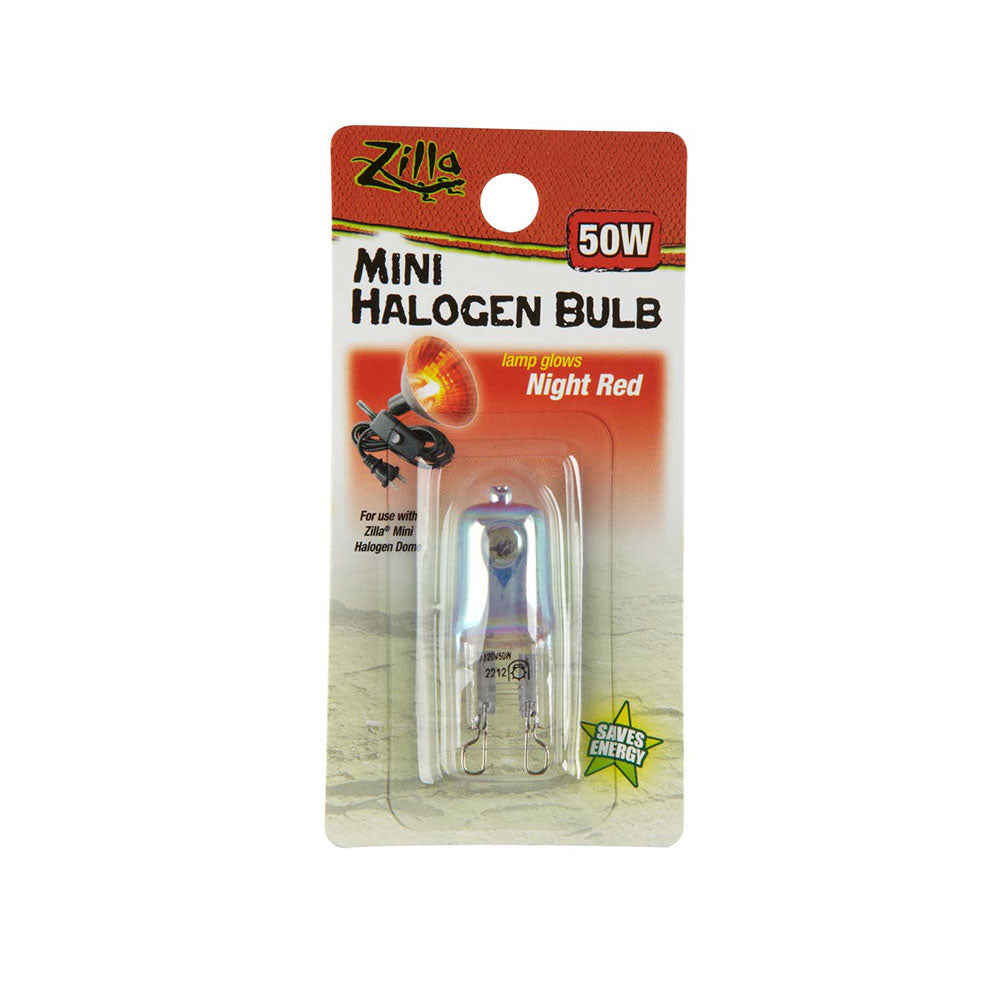 Zilla® Mini Halogen Bulb 50 Watt Night Red Color 2.5 X 0.75 X 4 Inch