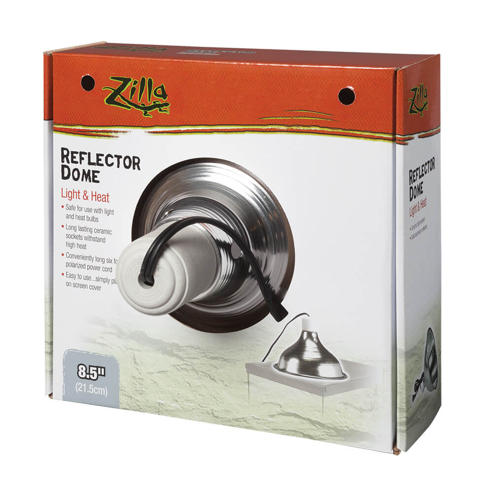 Zilla® Fluorescent/Incandescent Reflector Dome Silver Color 8.5 Inch