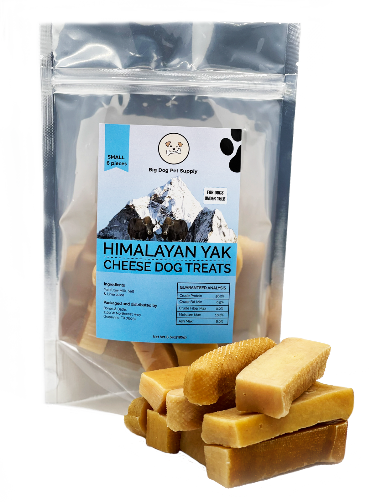 Big Dog Pet Supply Himalayan Yak Cheese Dog Treats-Small by Pieces