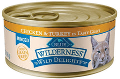 Blue Buffalo Wilderness Wild Delights Minced Chicken and Turkey Recipe Canned Cat Food