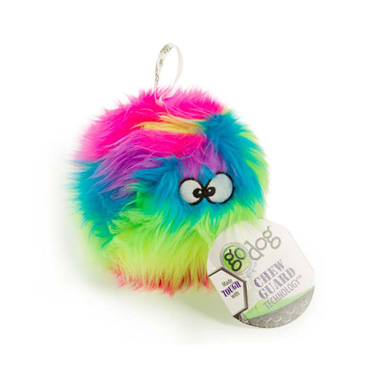 goDog® Furballz™ Chew Guard Technology™ Durable Plush Squeaker Dog Toy Small Rainbow