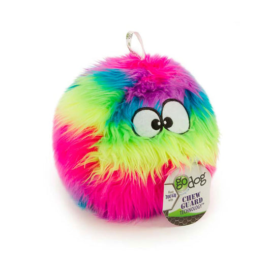 goDog® Furballz™ Chew Guard Technology™ Durable Plush Squeaker Dog Toy Large Rainbow