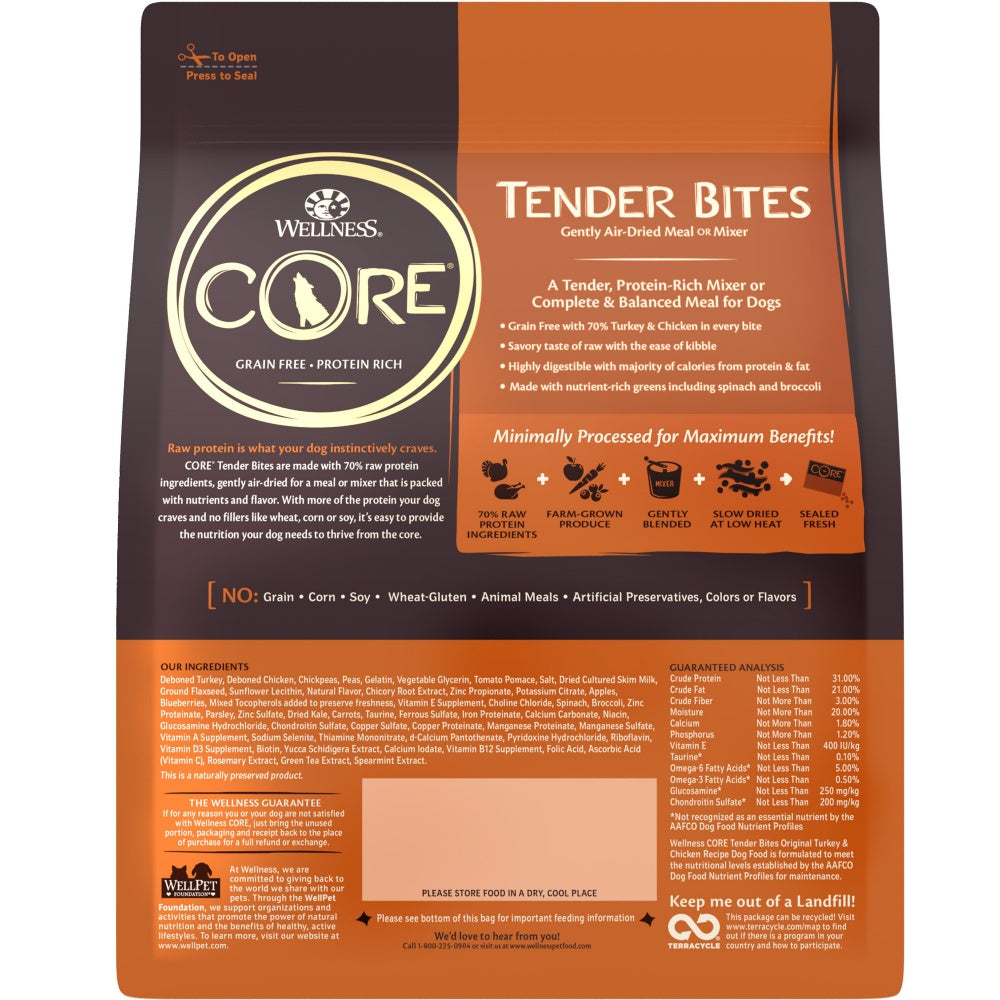 Wellness CORE Grain Free Tender Bites Original Recipe Meal or Mixer Dry Dog Food