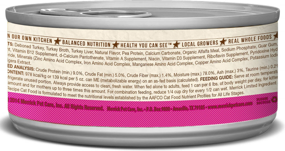 Merrick Limited Ingredient Diet Grain Free Real Turkey Pate Canned Cat Food