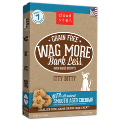 Cloud Star Wag More Bark Less Oven Baked Grain Free Itty Bitty Smooth Aged Cheddar Dog Treats