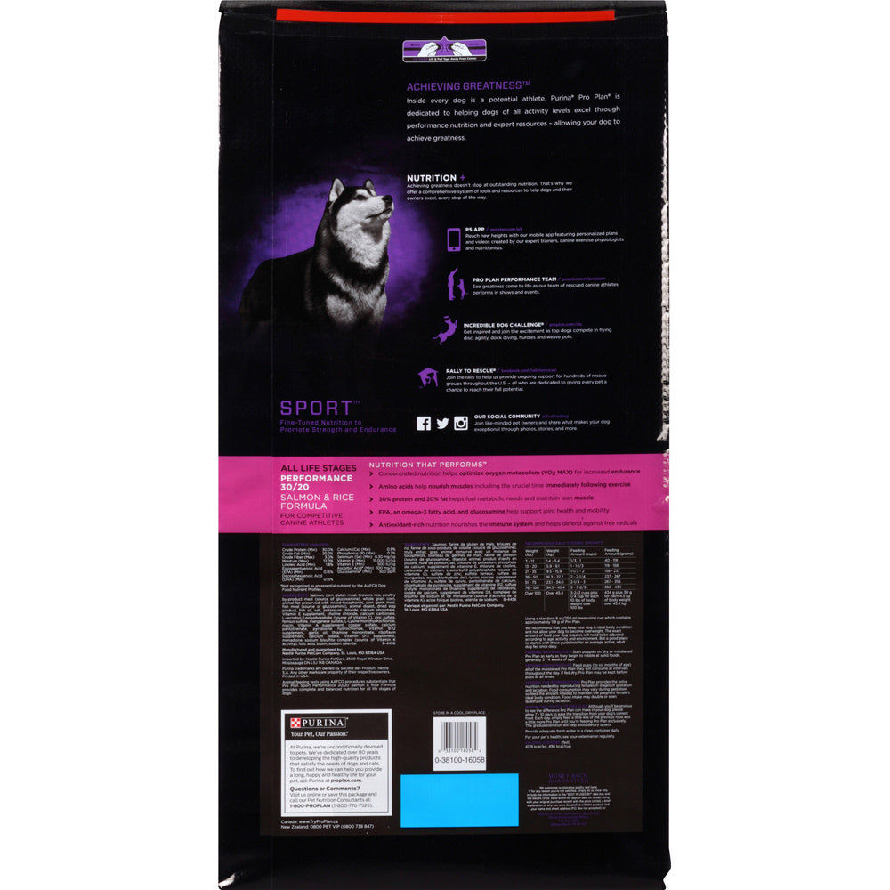 Purina Pro Plan Sport All Life Stages Performance 30/20 Salmon & Rice Formula Dry Dog Food