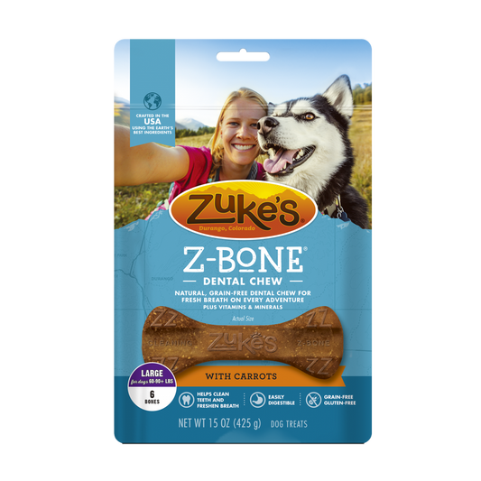 Zukes Z-Bones Grain Free Clean Carrot Crisp Dental Dog Treats