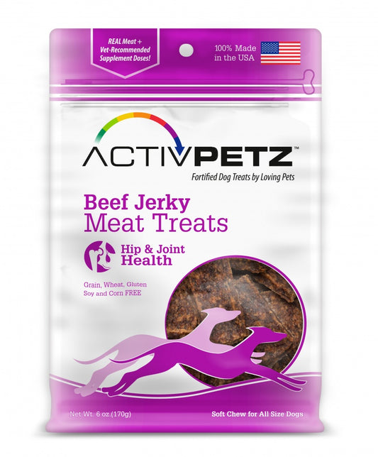 Loving Pets AcitvPetz Grain Free Beef Jerky Hip and Joint Health Dog Treats