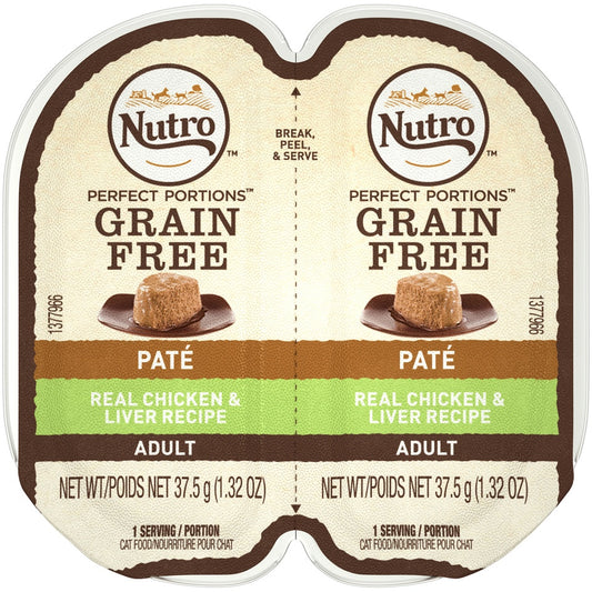 Nutro Perfect Portions Adult Grain Free Chicken & Liver Pate Wet Cat Food Trays