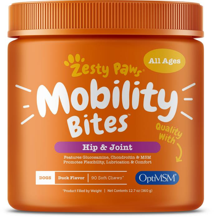 Zesty Paws Mobility Bites Duck Flavor Hip & Joint Support Soft Chews For Dogs