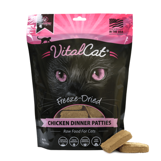 Vital Essentials Grain Free Chicken Dinner Patties Freeze Dried Raw Food for Cats