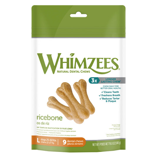 Whimzees Large Rice Bone Dental Chew Dog Treats