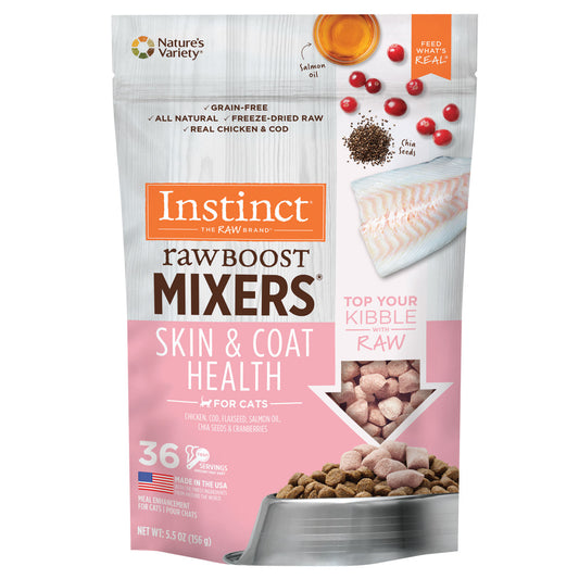 Instinct Raw Boost Mixers Grain Free Skim & Coat Health Freeze Dried Raw Cat Food Topper