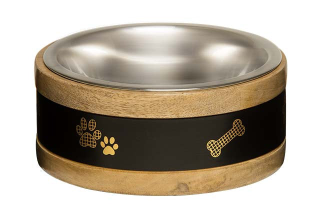 Loving Pets Black Label Wooden Ring Dog Bowl