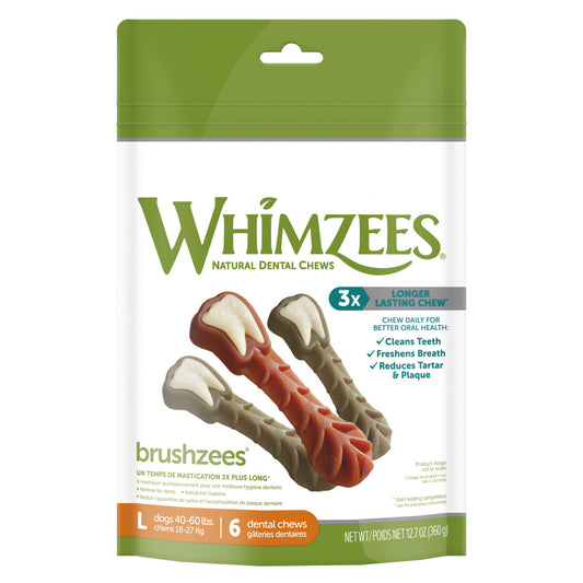 Whimzees Brushzees Natural Daily Dental Large Breed Dog Treats