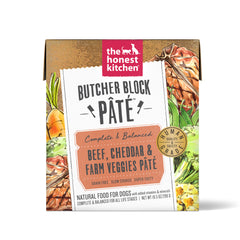 The Honest Kitchen Butcher Block Pate Beef, Cheddar & Farm Veggies Grain Free Recipe for Dogs