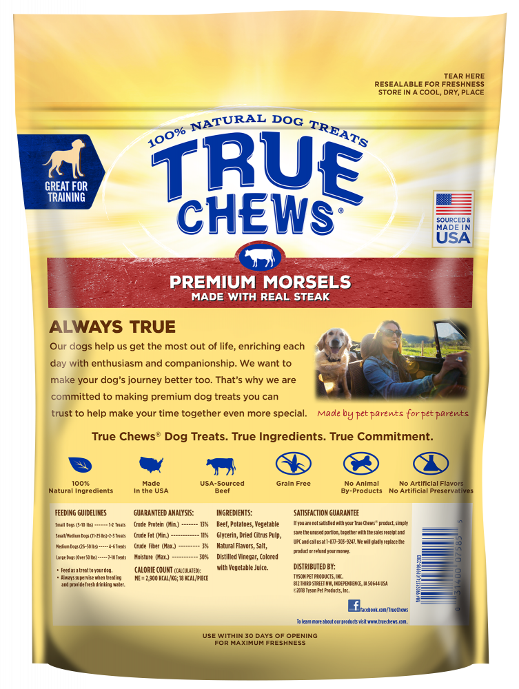 True Chews Premium Morsels Steak Recipe Dog Treats