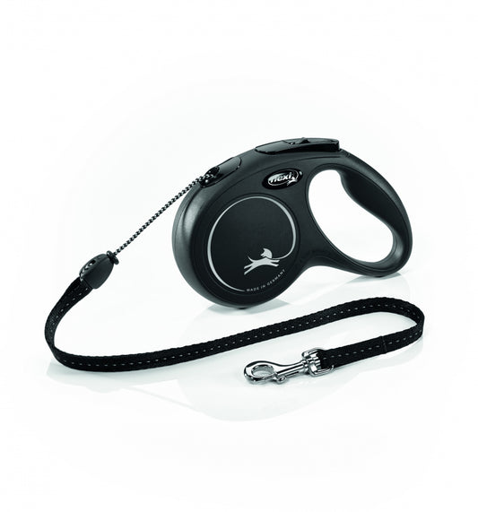 Flexi New Classic Cord Retractable Dog Leash, Black