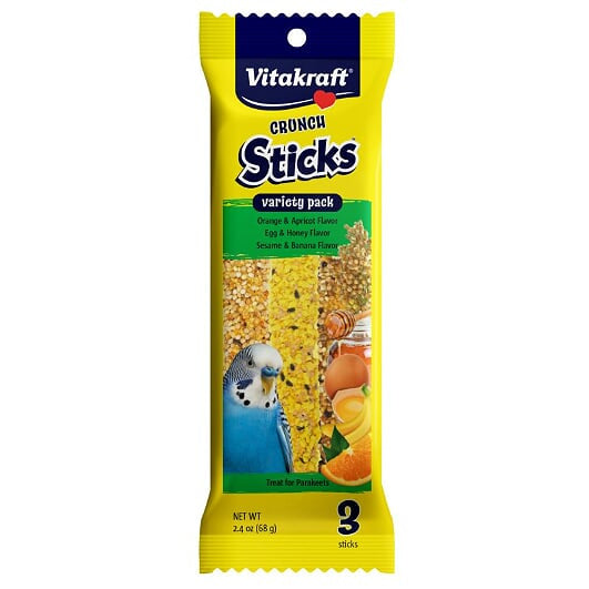 Vitakraft Crunch Sticks Variety Pack Orange Egg Banana Flavor For Parakeets