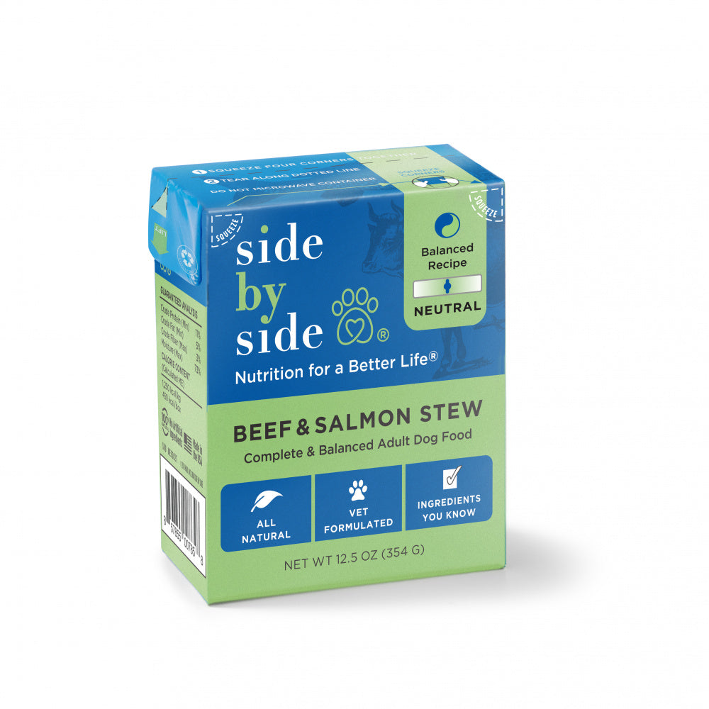 Side By Side Beef & Salmon Stew Neutral Recipe Tetra Pack Wet Dog Food